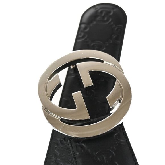 GUCCI Interlocking G Guccissima Signature Belt Size 80/32 Leather BK SHW - Picture 8 of 11